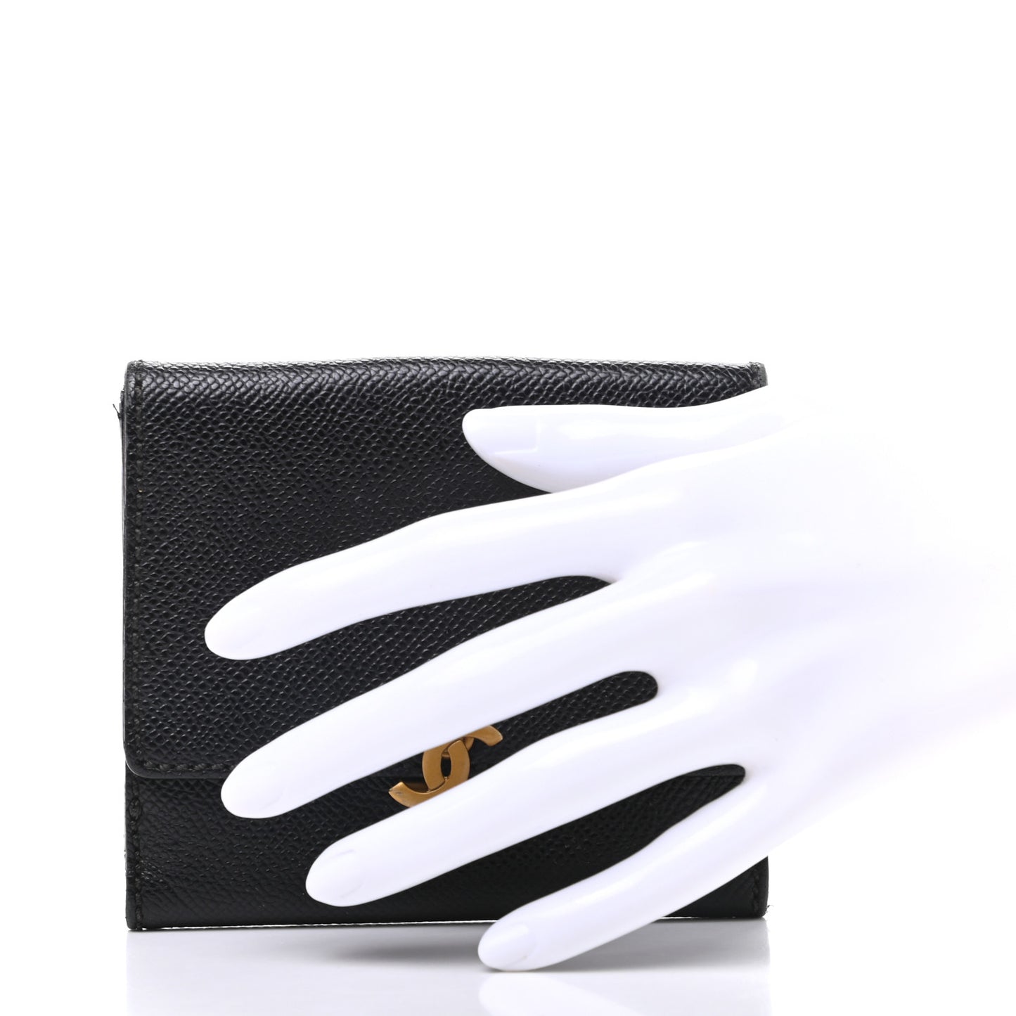 Grained Calfskin CC Flap Wallet Black