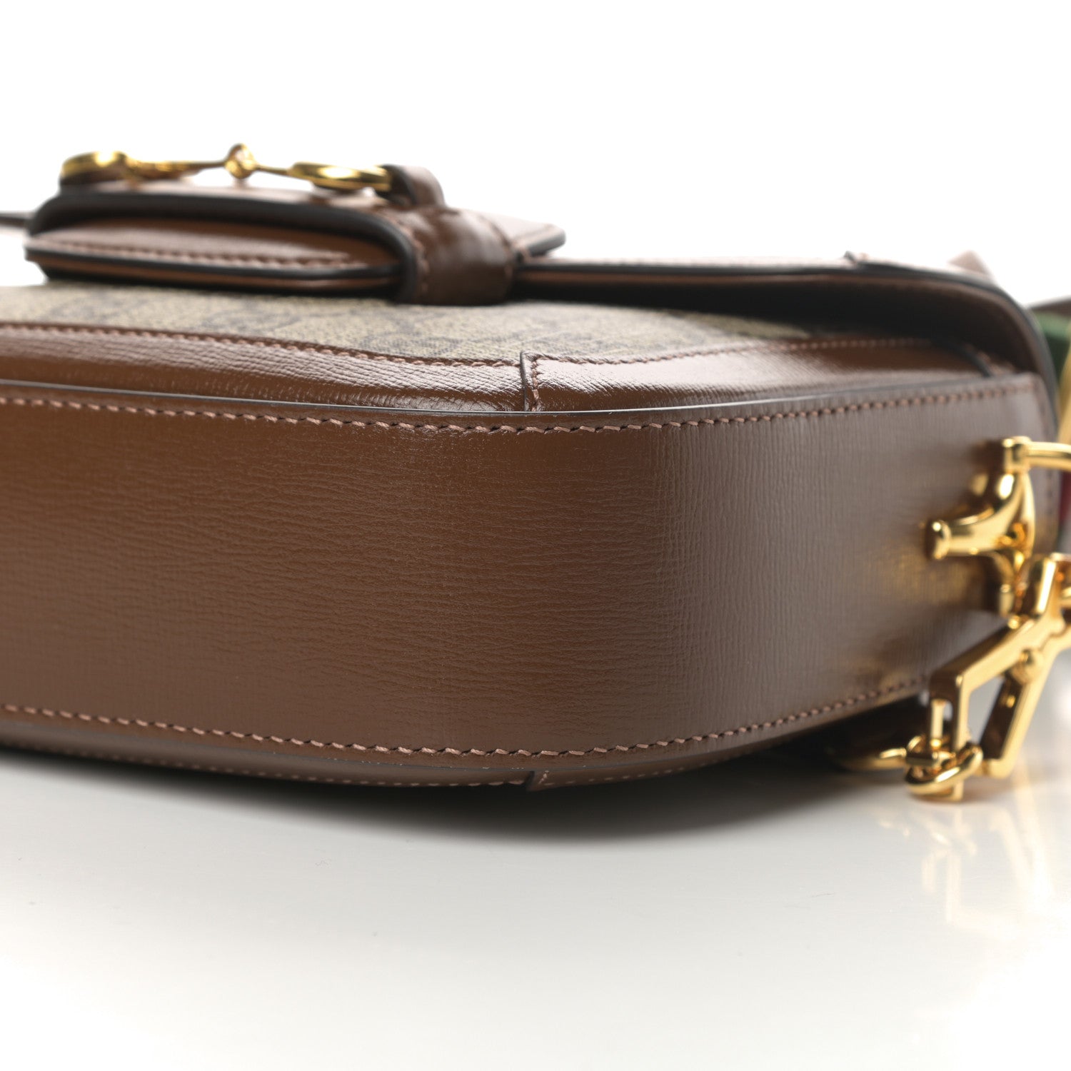 Gucci GG Supreme Monogram Web Mini Horsebit 1955 Shoulder Bag Beige Brown Sugar 11 of 12