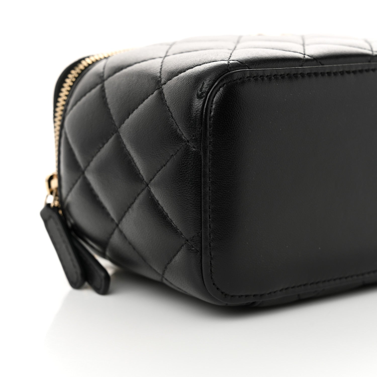 Chanel Lambskin Quilted Small Vanity Case With Chain Black Black 9 of 11