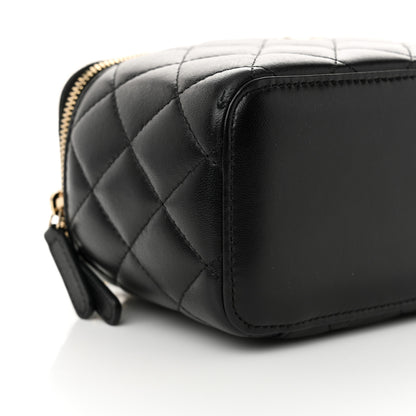 Chanel Lambskin Quilted Small Vanity Case With Chain Black Black 9 of 11