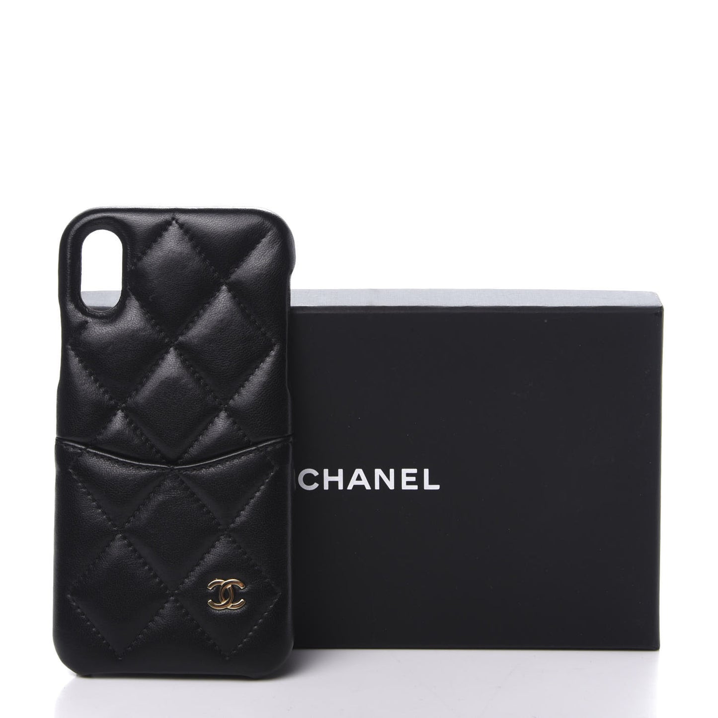 Lambskin Quilted iPhone X Case Black