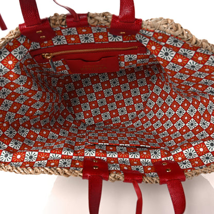 Dolce & Gabbana Woven Raffia Lizard Kendra Logo Tote Red Multicolor 5 of 8