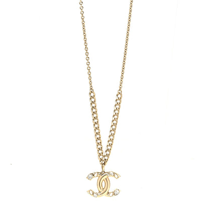 Chanel Crystal Pearl CC Pendant Necklace Gold 1 of 5