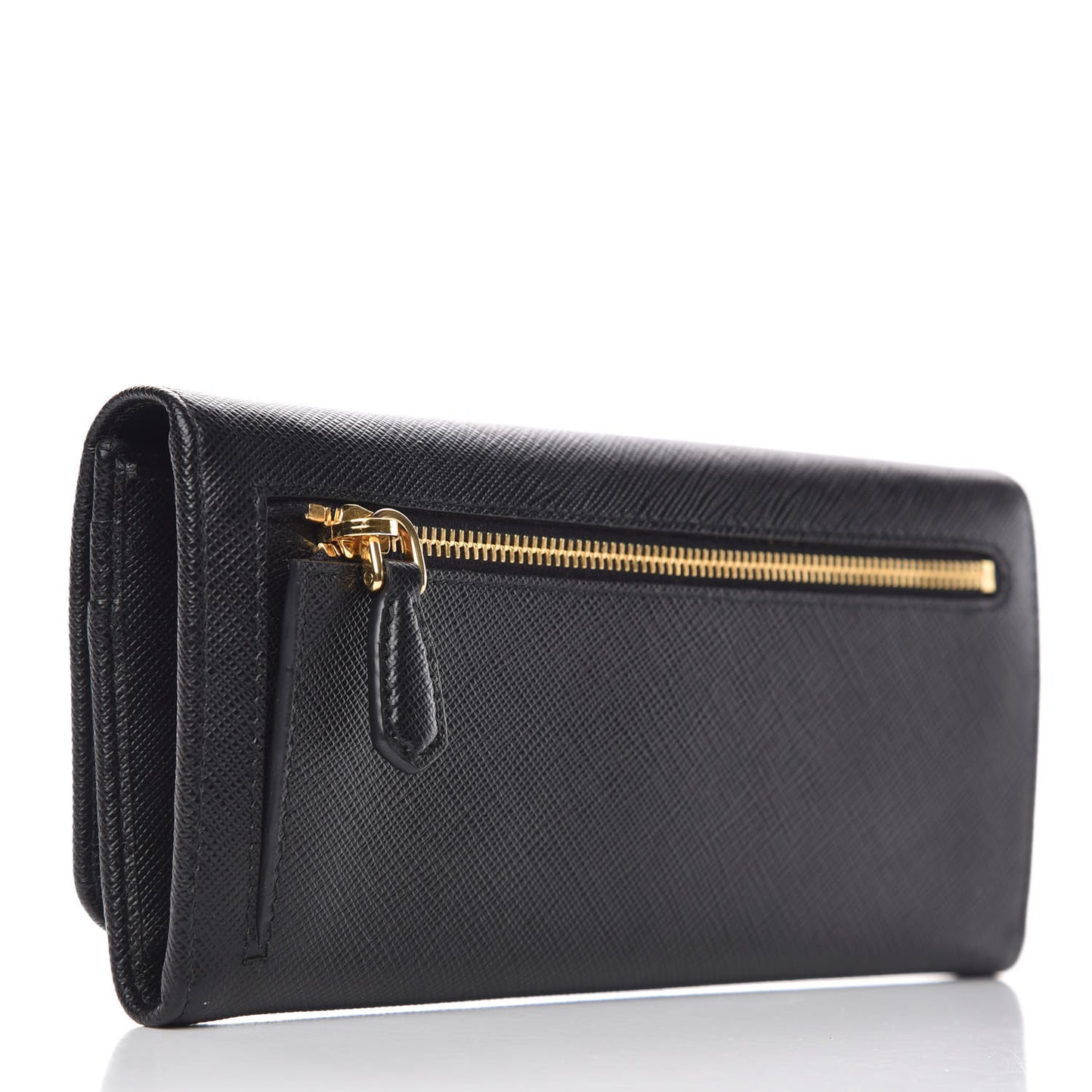 Saffiano Metal Continental Flap Wallet Black
