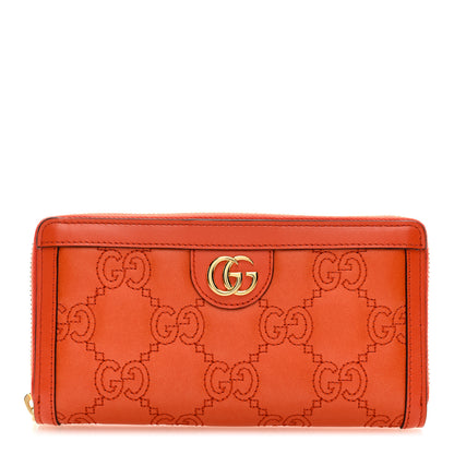 Gucci Calfskin GG Matelasse GG Marmont Zip Around Wallet Deep Orange 1 of 6