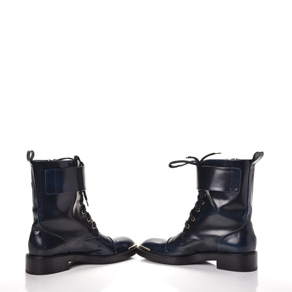 Louis Vuitton Calfskin Diplomacy Ranger Combat Boots 37 Blue 5 of 11
