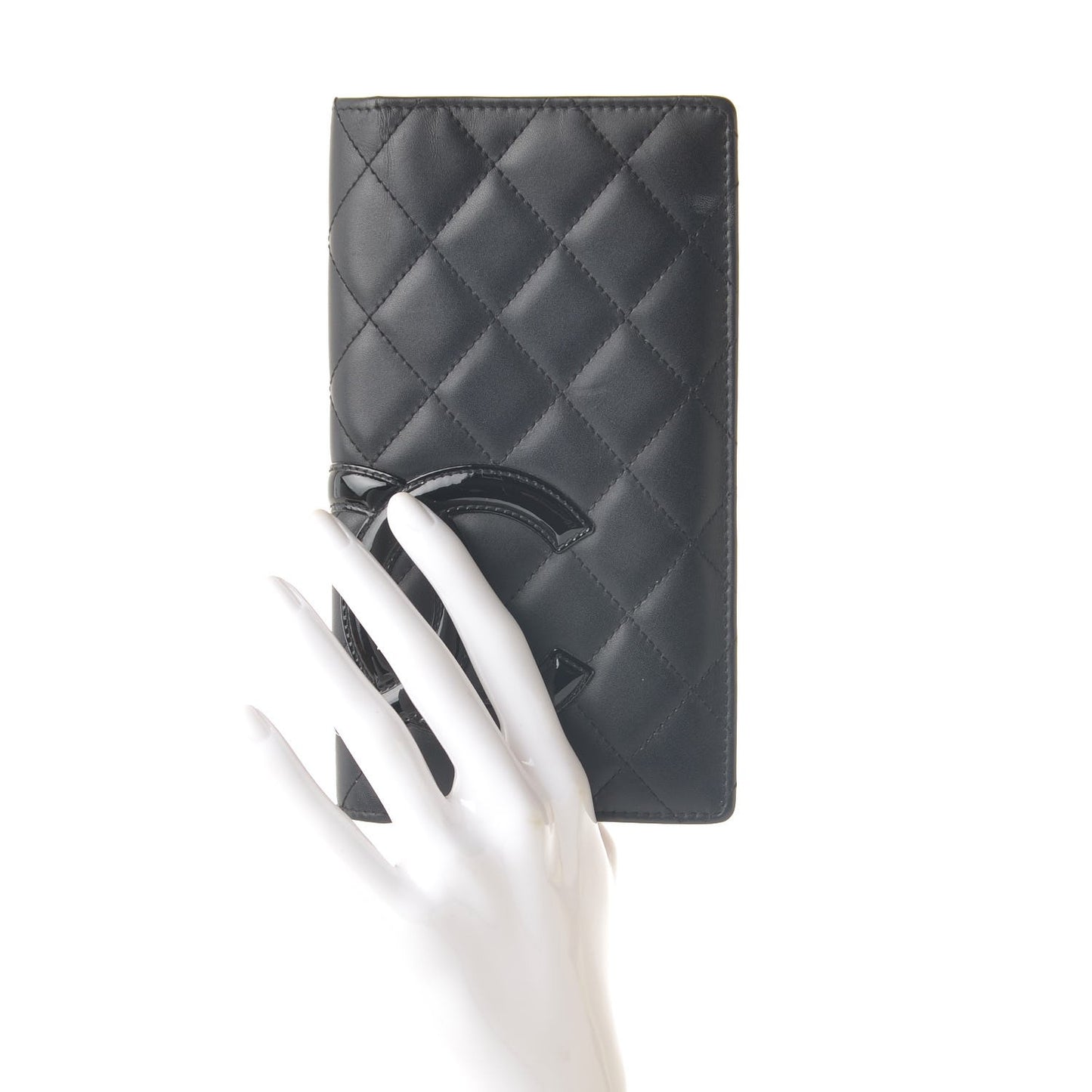 Calfskin Quilted Cambon Yen Wallet Black