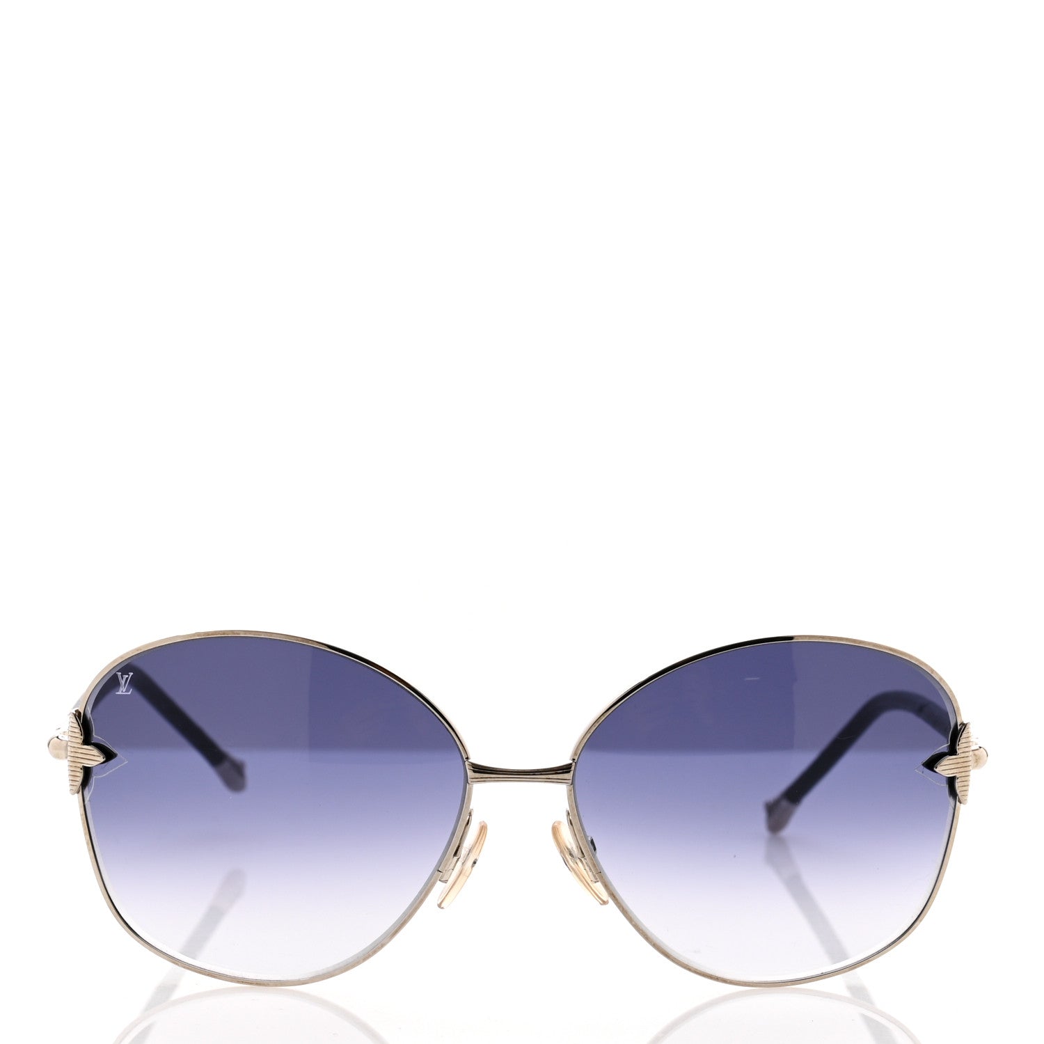 Louis Vuitton Monogram Viola Round Sunglasses Z0464U Silver Navy 2 of 7