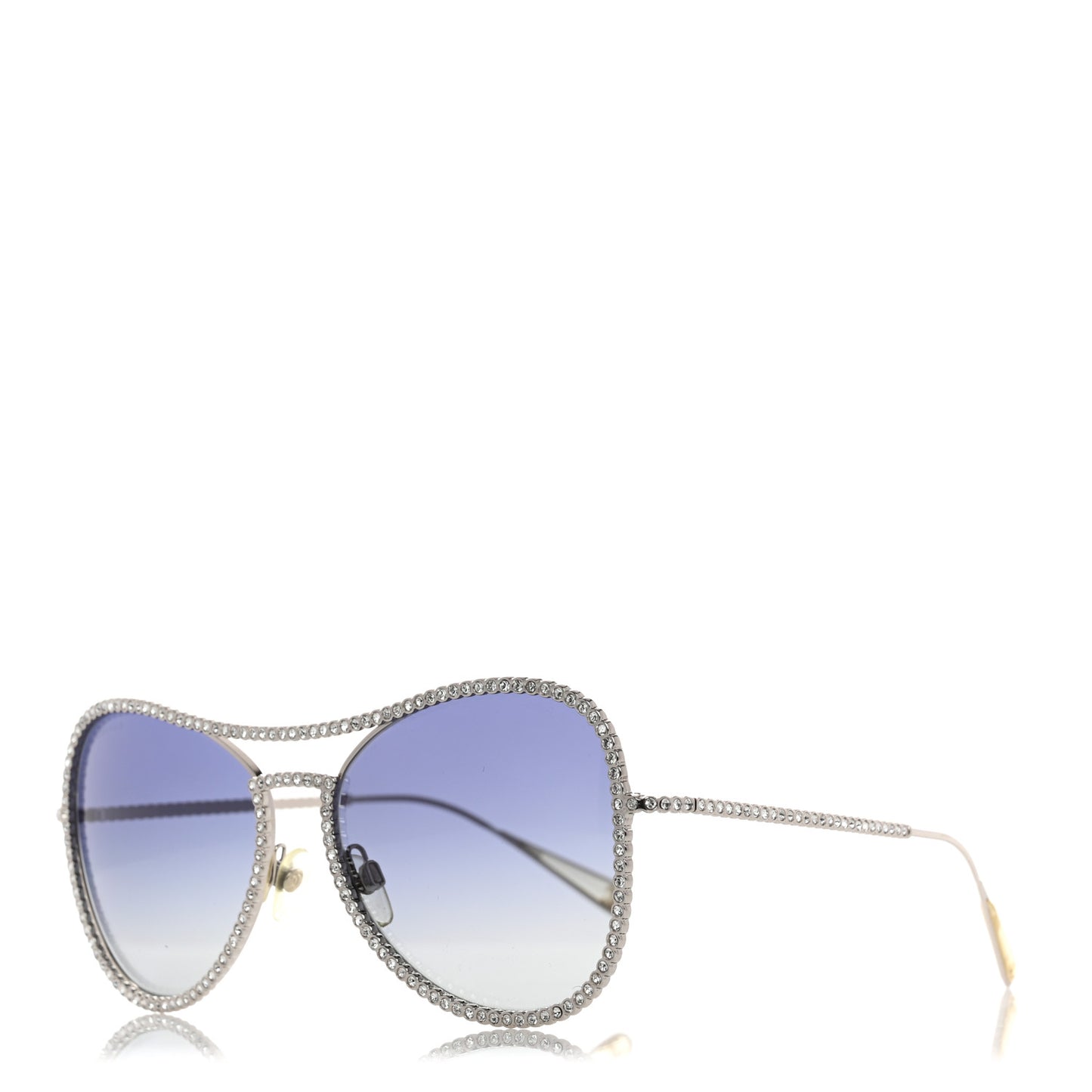 Crystal Aviator Sunglasses 4121-B Silver
