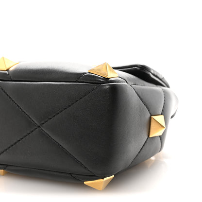 Valentino Garavani Nappa Large Roman Stud Shoulder Bag Black 9 of 9