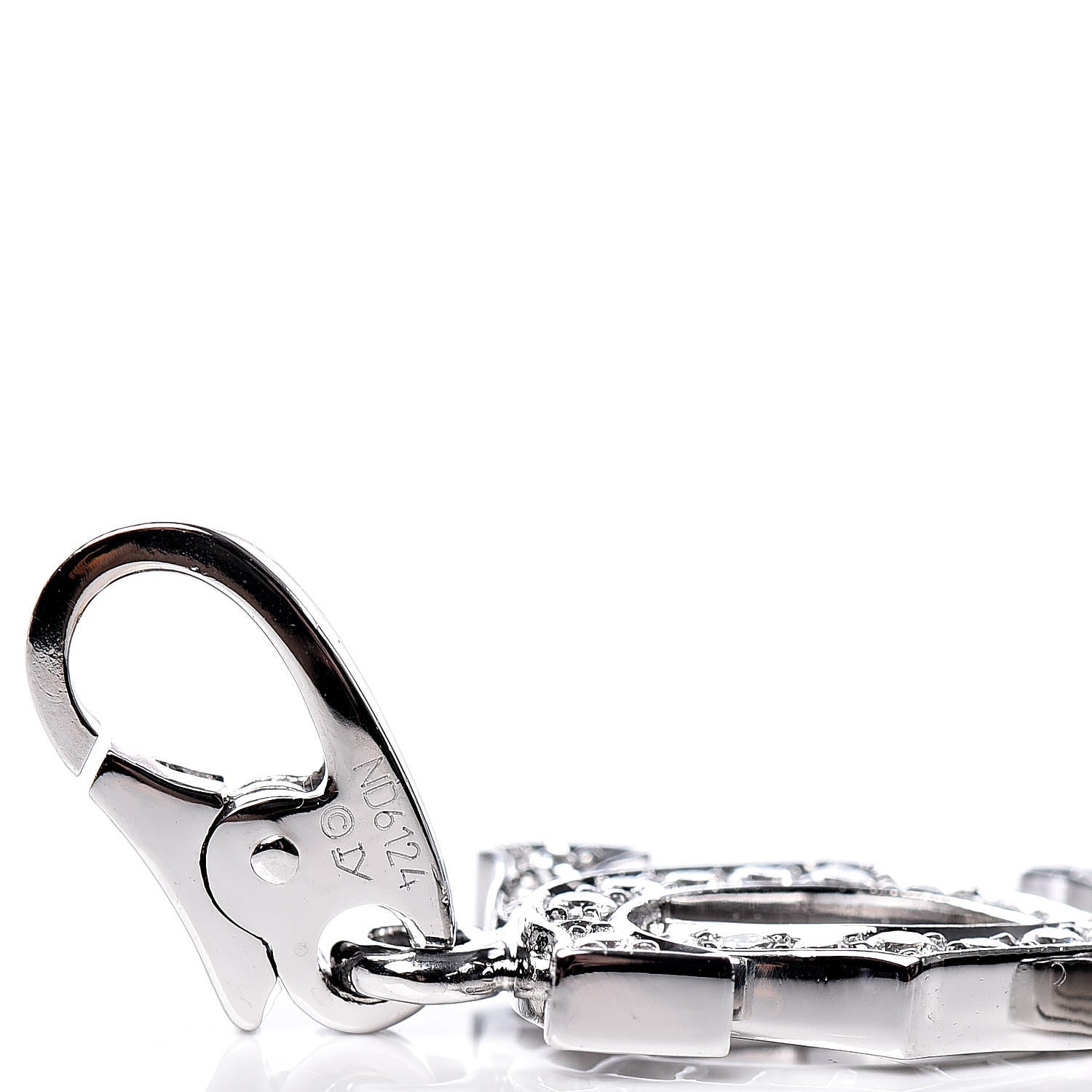 Cartier 18K White Gold Diamond Logo Charm 3 of 4