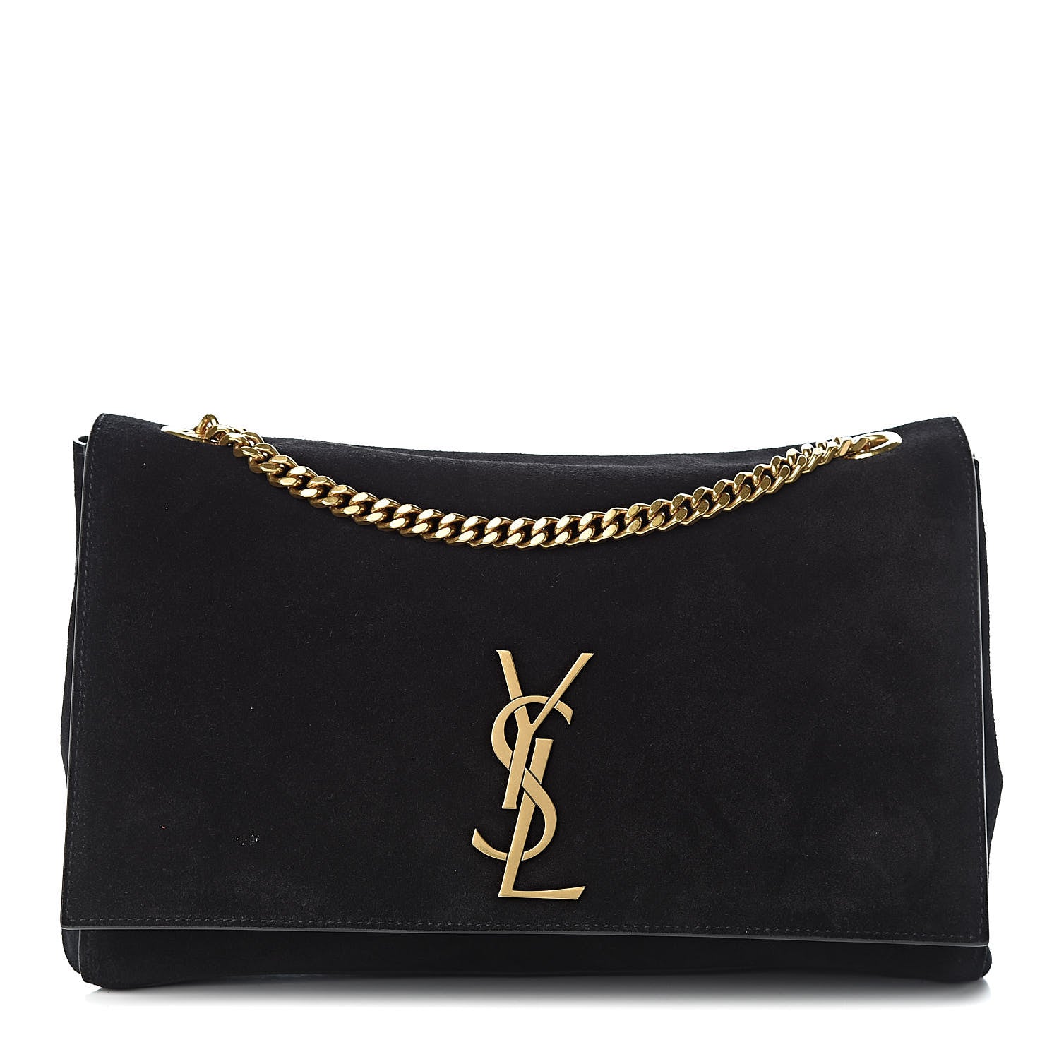 Saint Laurent Smooth Calfskin Suede Medium Reversible Monogram Kate Satchel Black 3 of 15