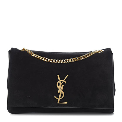 Saint Laurent Smooth Calfskin Suede Medium Reversible Monogram Kate Satchel Black 3 of 15