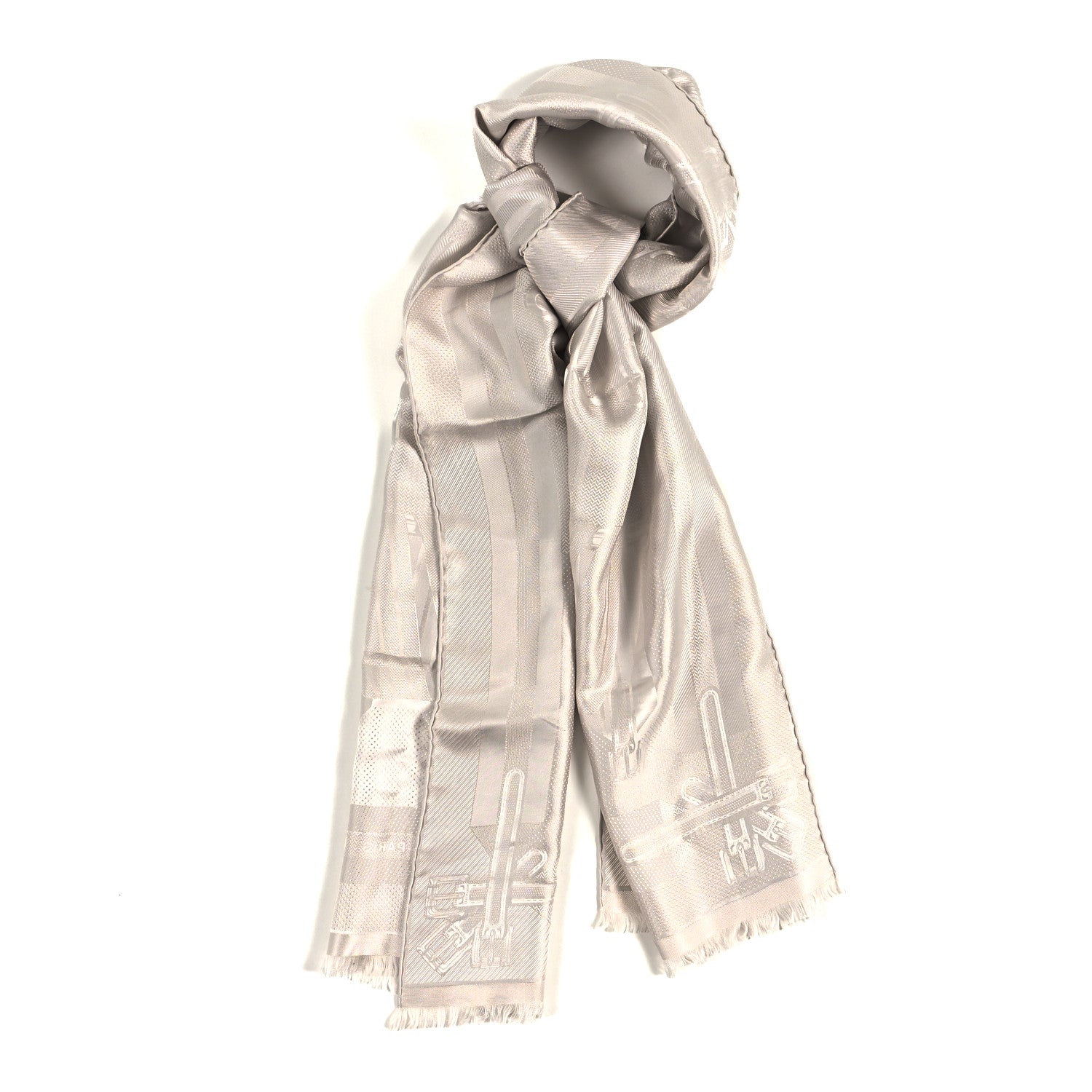 Hermes Silk Les Sangles Echarpe Shawl Craie 1 of 3