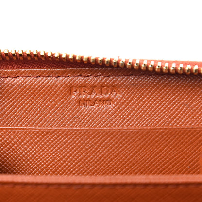 Prada Saffiano Metal Zip Coin Purse Papaya 6 of 11