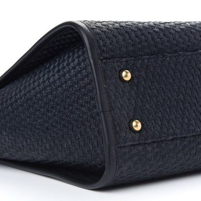 Chanel Straw Raffia Calfskin Chain Small Deauville Tote Navy 8 of 9