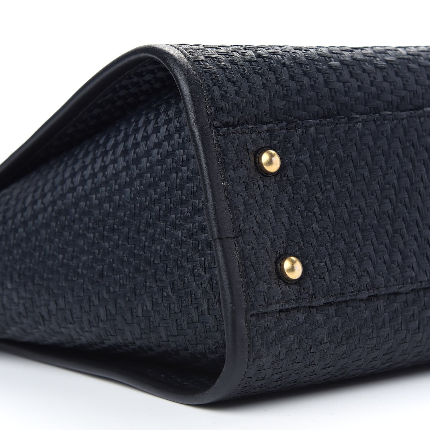 Chanel Straw Raffia Calfskin Chain Small Deauville Tote Navy 8 of 9