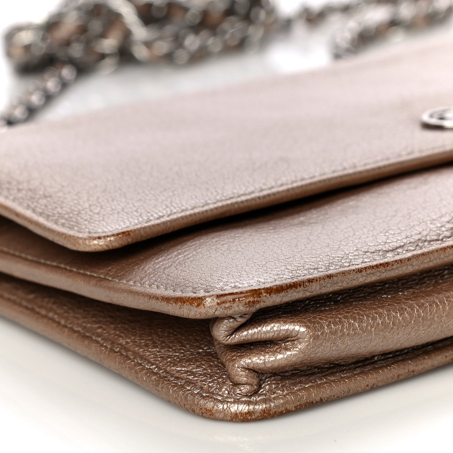 Chanel Metallic Goatskin Wallet On Chain WOC Gold 9 of 19