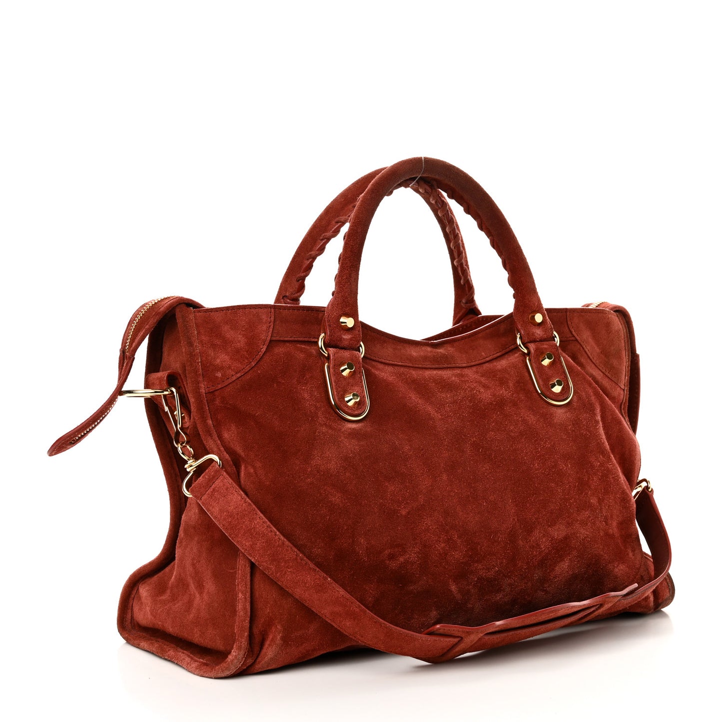 Baby Daim Suede Gold Metallic Edge Hardware City Bois De Rose Fonce
