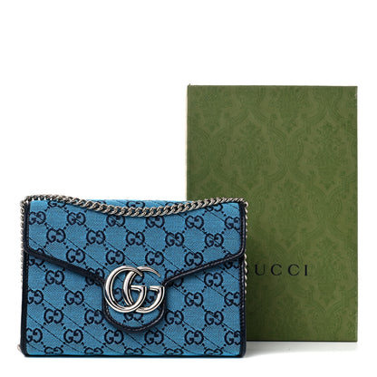Gucci Monogram Multicolor Matelasse Diagonal GG Marmont Chain Wallet Light Blue 11 of 11