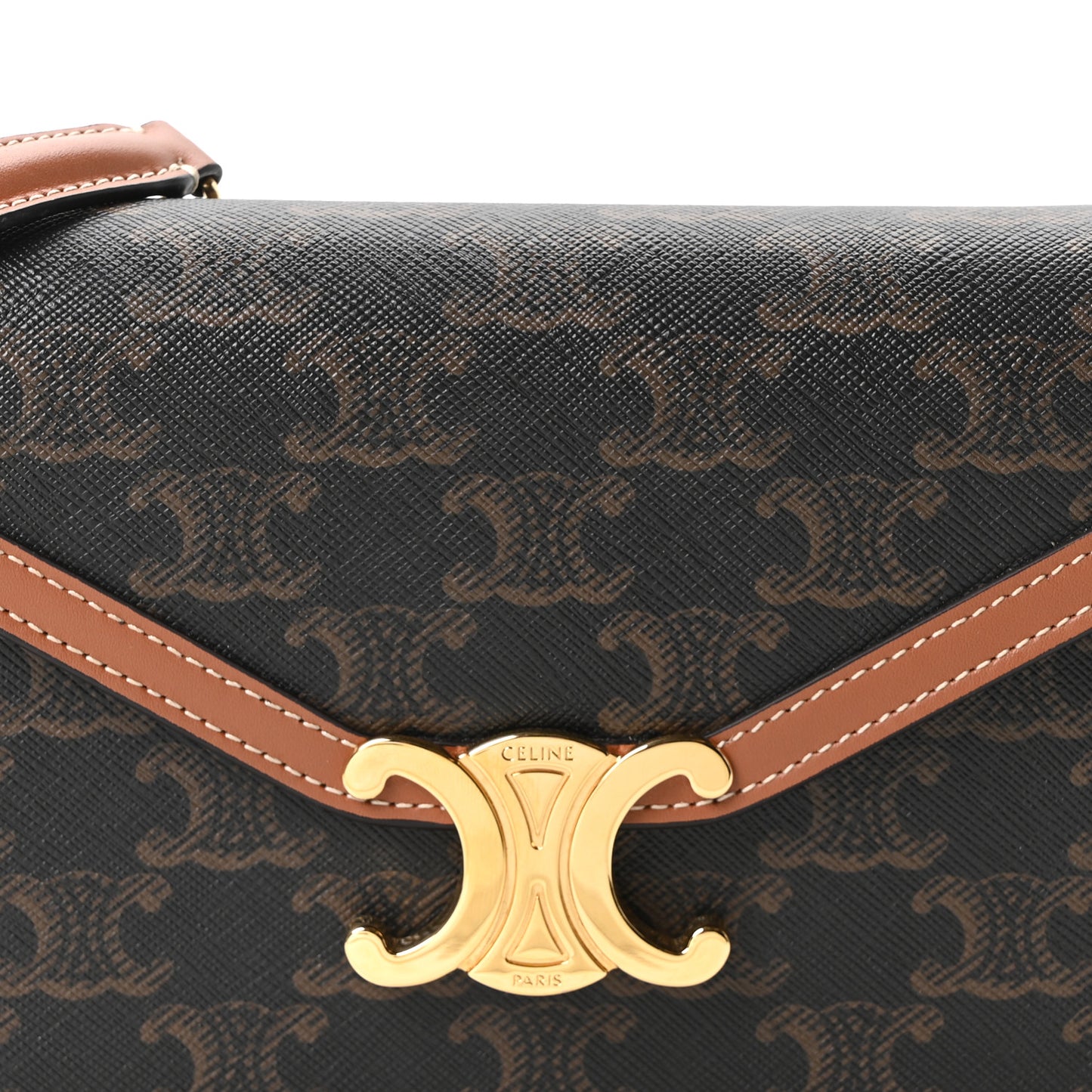 Triomphe Canvas Calfskin Margo Wallet on Chain Tan