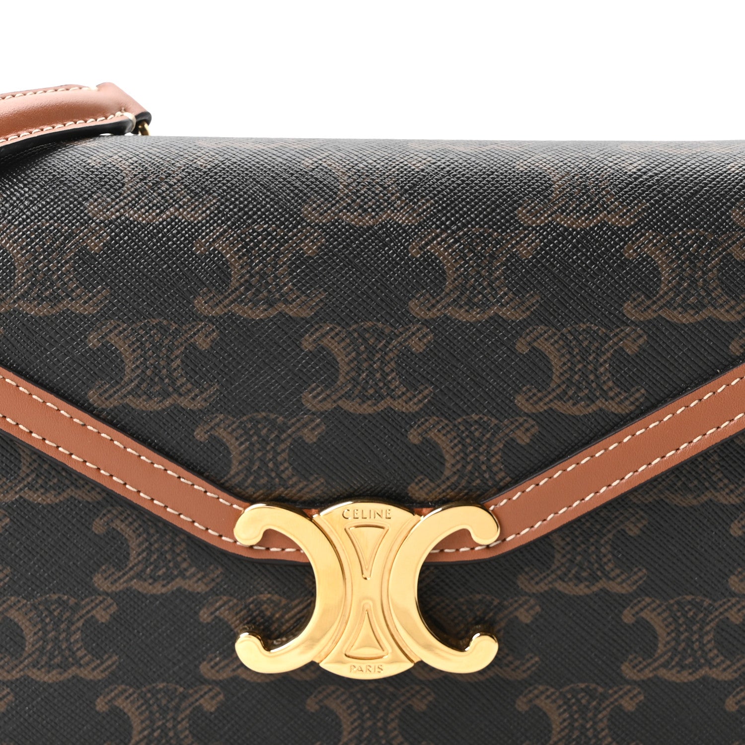 Celine Triomphe Canvas Calfskin Margo Wallet on Chain Tan 8 of 10