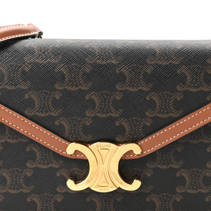 Celine Triomphe Canvas Calfskin Margo Wallet on Chain Tan 8 of 10