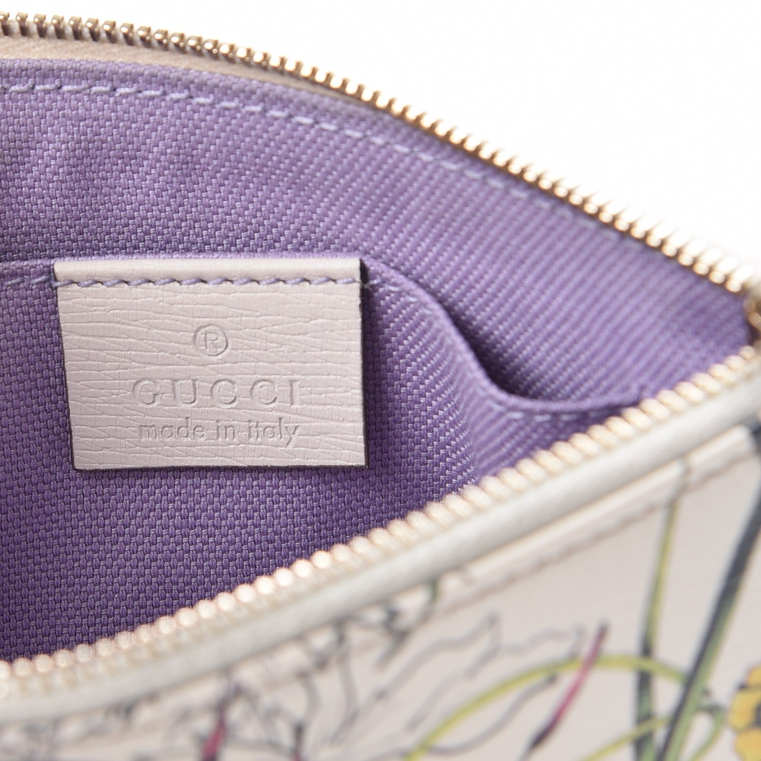 Gucci Calfskin Flora Infinity Small Zip Pouch White 6 of 7