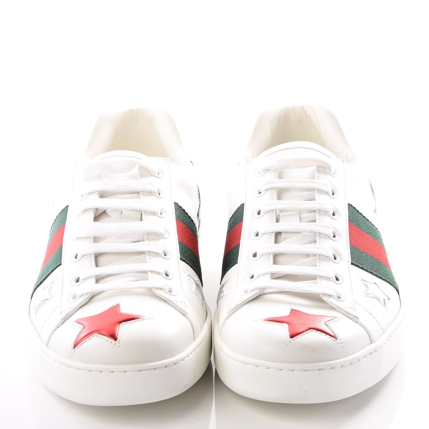 Gucci Calfskin Ayers Web Star Embroidered Mens Ace Sneakers 10.5 White Multi 3 of 8