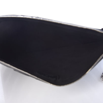 Chanel Lambskin Metallic Chevron Zip Pouch Black Silver 5 of 7