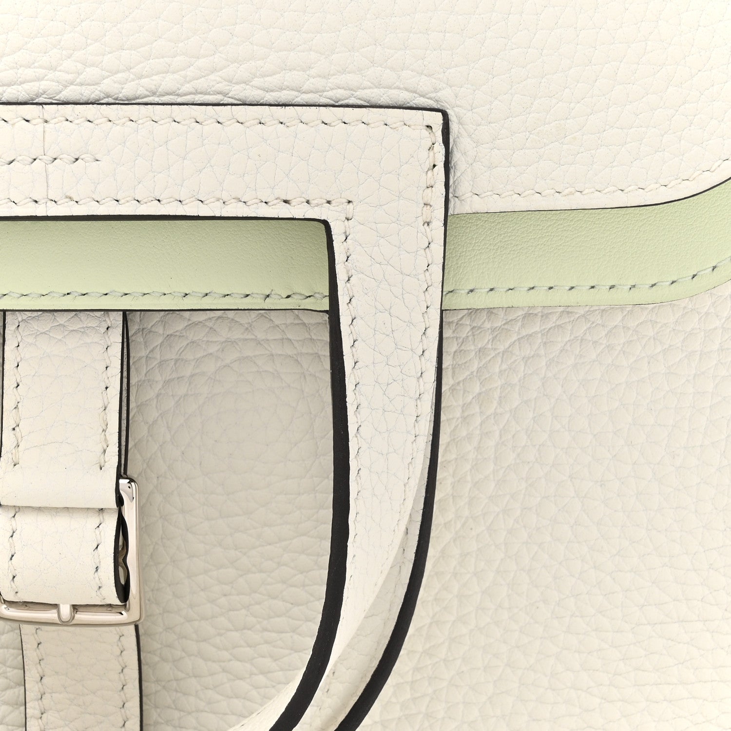 Hermes Taurillon Clemence Verso Halzan 25 White Vert Fizz 8 of 11