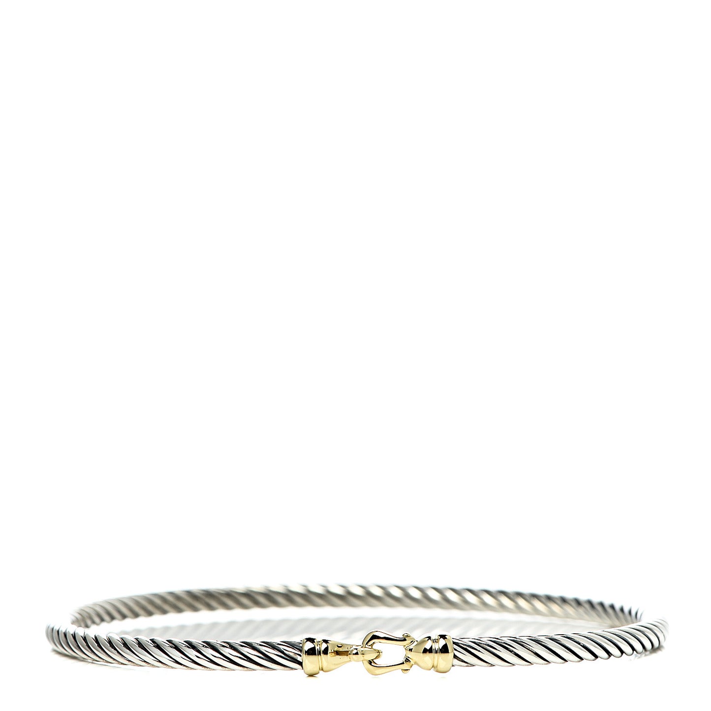 Sterling Silver 18K Yellow Gold 3mm Cable Buckle Bracelet