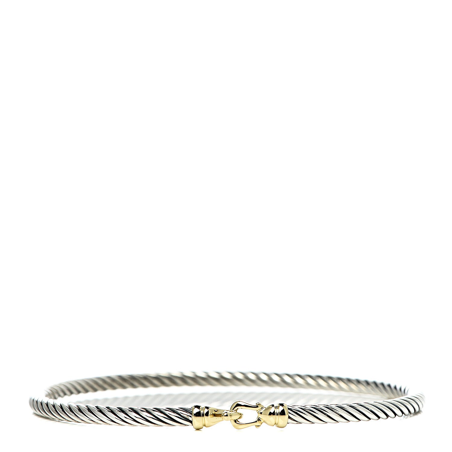 David Yurman Sterling Silver 18K Yellow Gold 3mm Cable Buckle Bracelet 1 of 4