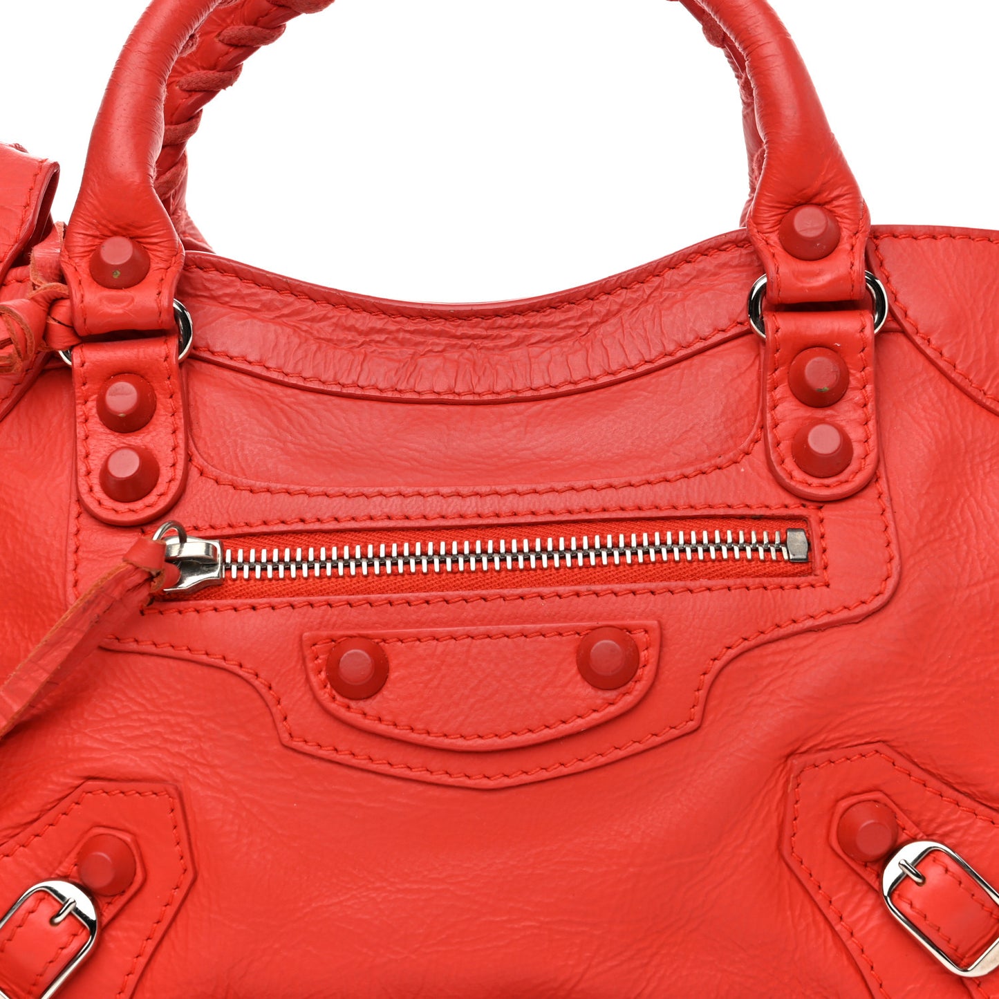 Matte Goatskin Rubber Covered Classic Hardware Mini City Rouge Coquelico Rouge Braise