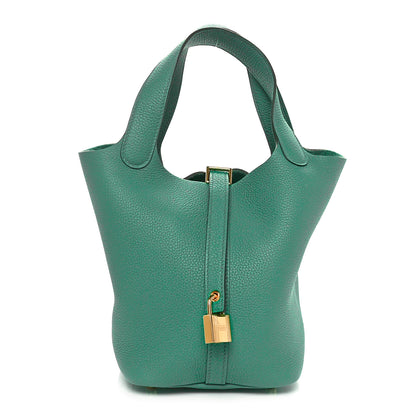 Hermes Taurillon Clemence Picotin Lock 18 PM Vert Jade 1 of 11