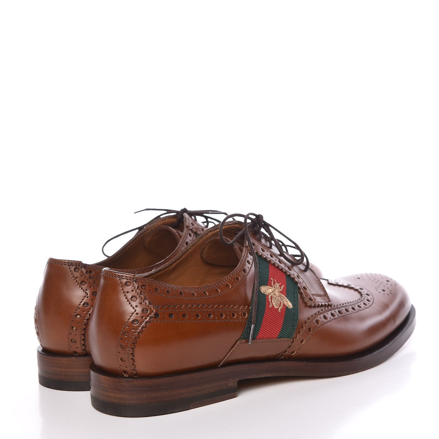 Calfskin Web Bee Embroidered Mens Lace Up Brogue Wingtip Derby Shoes 7.5 Cuir