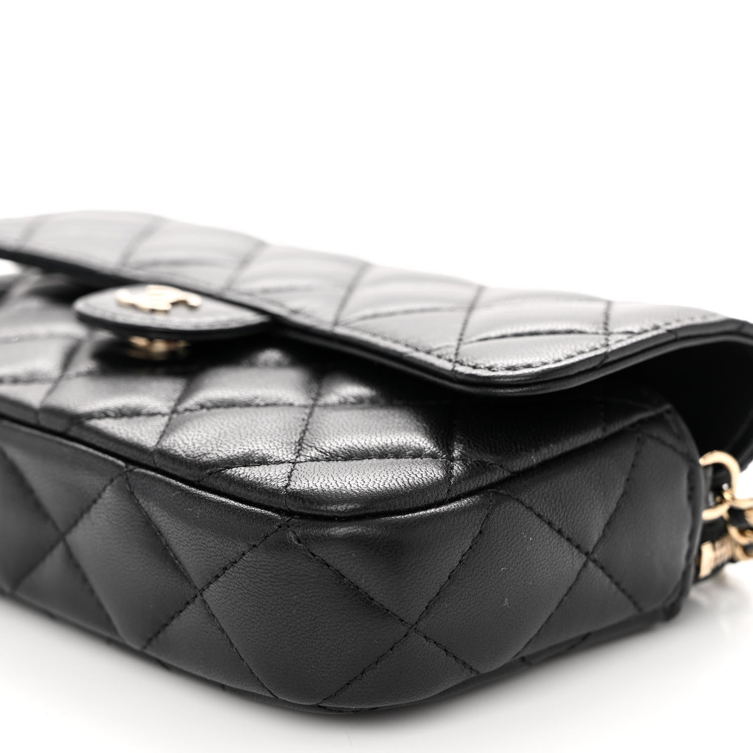 Chanel Lambskin Quilted Flap Phone Holder With Chain Black 12 of 13