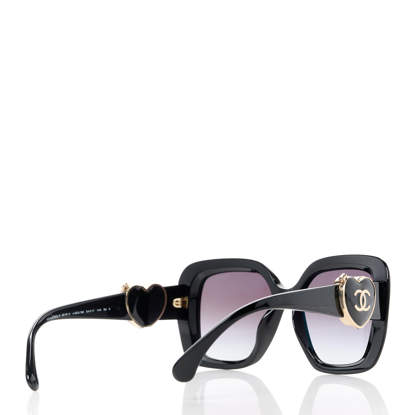 Acetate Enamel Heart Square Sunglasses 5518 Black
