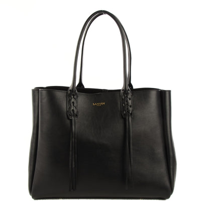 Celine LANVIN Smooth Calfskin Small Fringe Shopper Tote Black 1 of 10