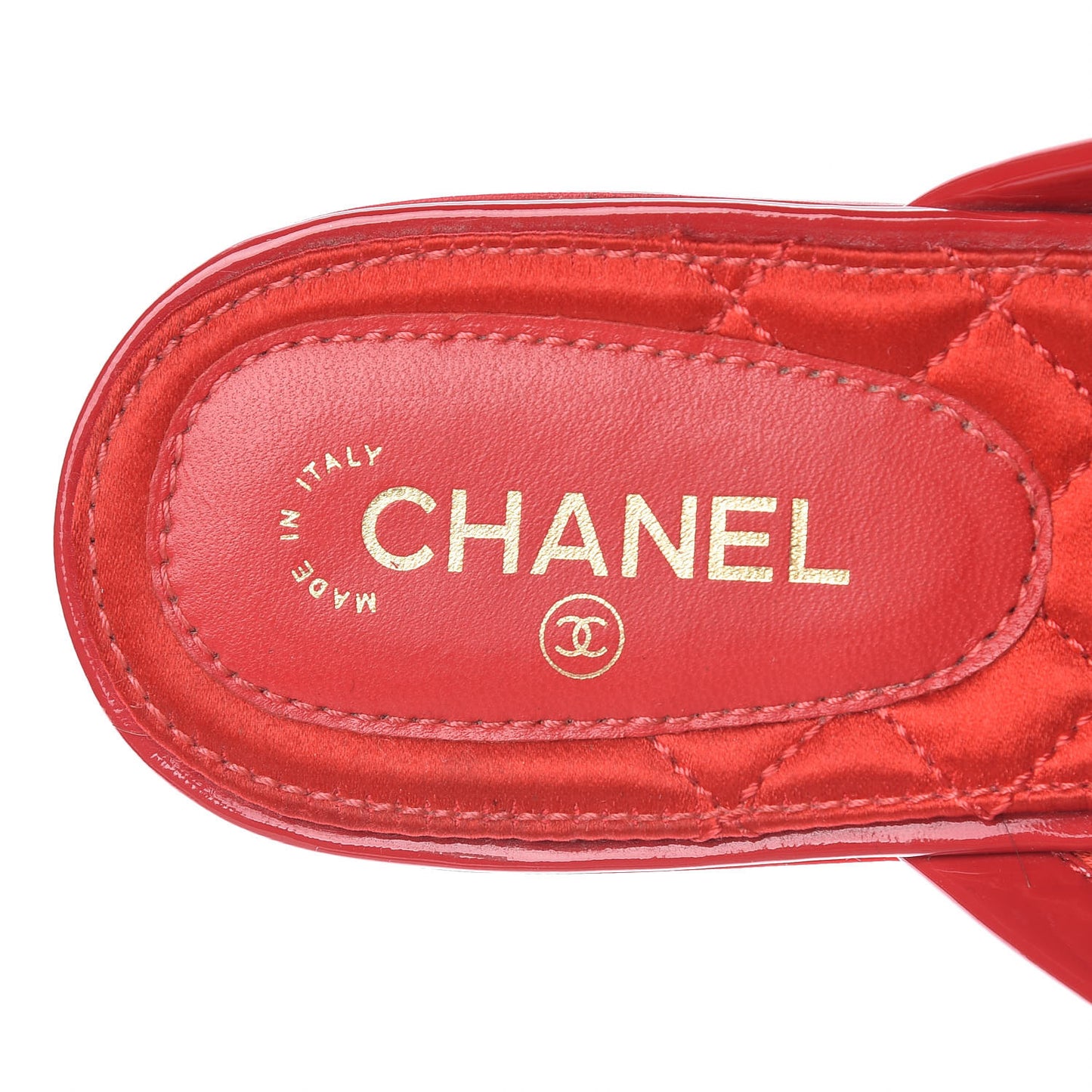 Patent Calfskin CC Mules 37 Red