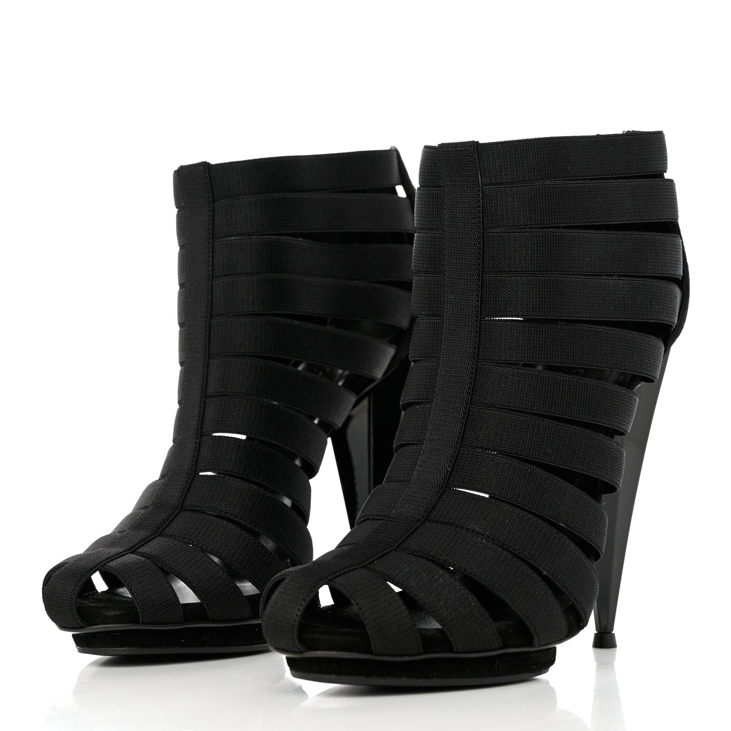 Gucci Nappa Elastic Moony Kid Heeled Sandals 37.5 Black 3 of 10