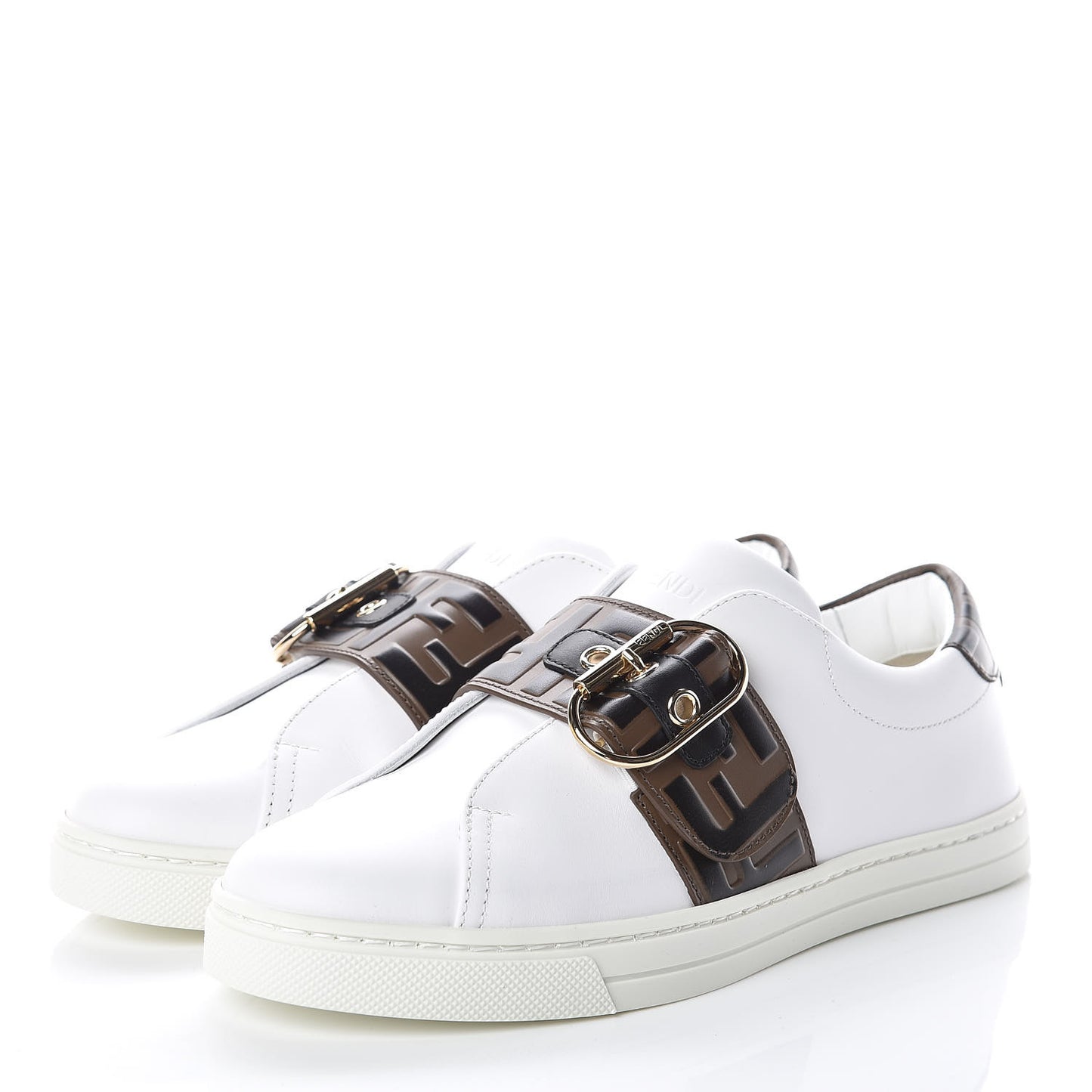 Vitello FF Embossed Womens Slip On Sneakers 36.5 Ultra White Maya Black