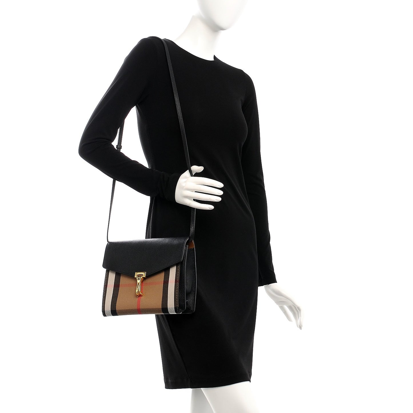 Derby Calfskin House Check Small Macken Crossbody Bag Black