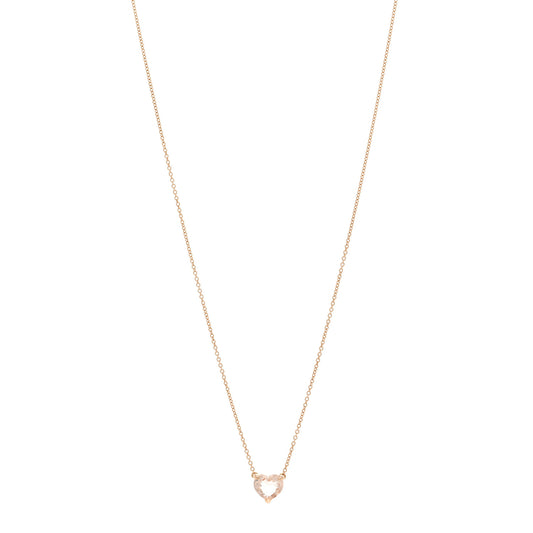 18K Rose Gold Morganite 8mm Chatelaine Heart Pendant Necklace