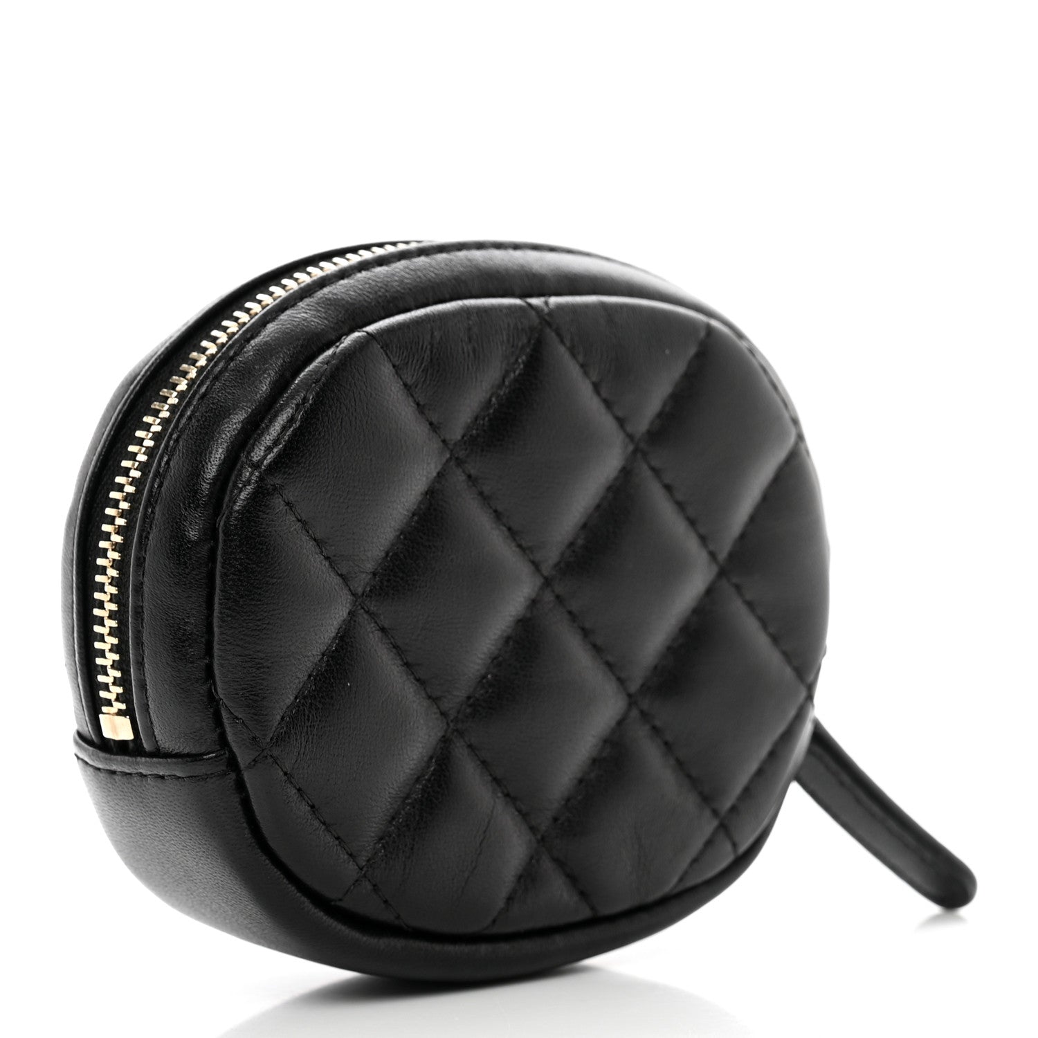 Chanel Lambskin Enamel Quilted Zip Around Classic Coin Purse Black 3 of 7