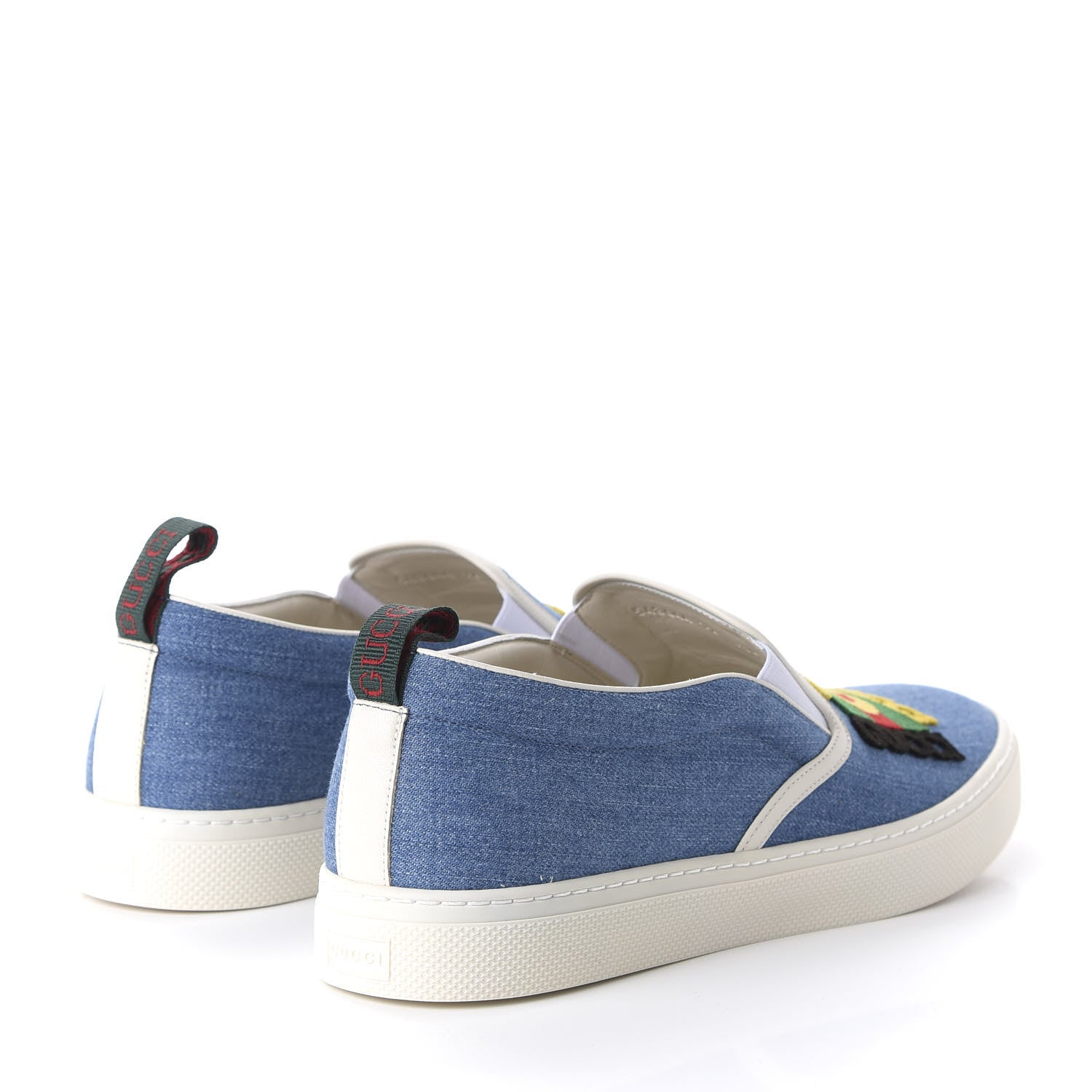 Gucci Kura Denim Logo Embroidered Mens Slip On Sneakers 12 Blue 4 of 9