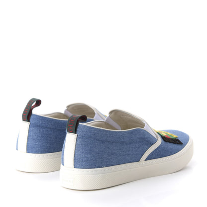 Gucci Kura Denim Logo Embroidered Mens Slip On Sneakers 12 Blue 4 of 9