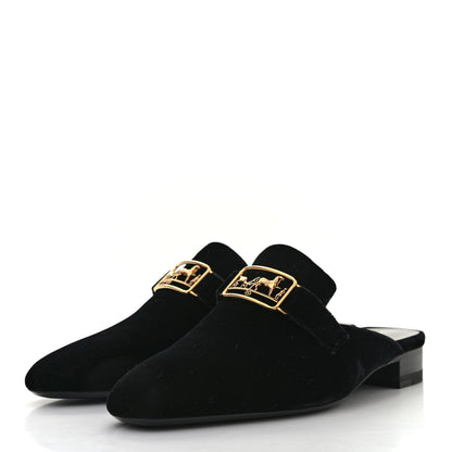 Hermes Velvet Vincennes Mules 37 Black 3 of 10