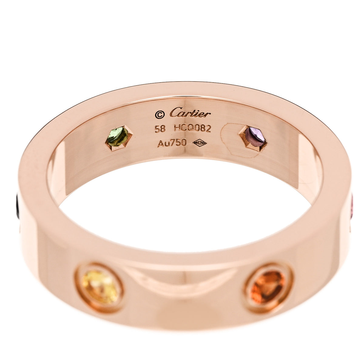 18K Pink Gold Sapphire Garnet Amethyst 5.5mm LOVE Ring 58 8.5