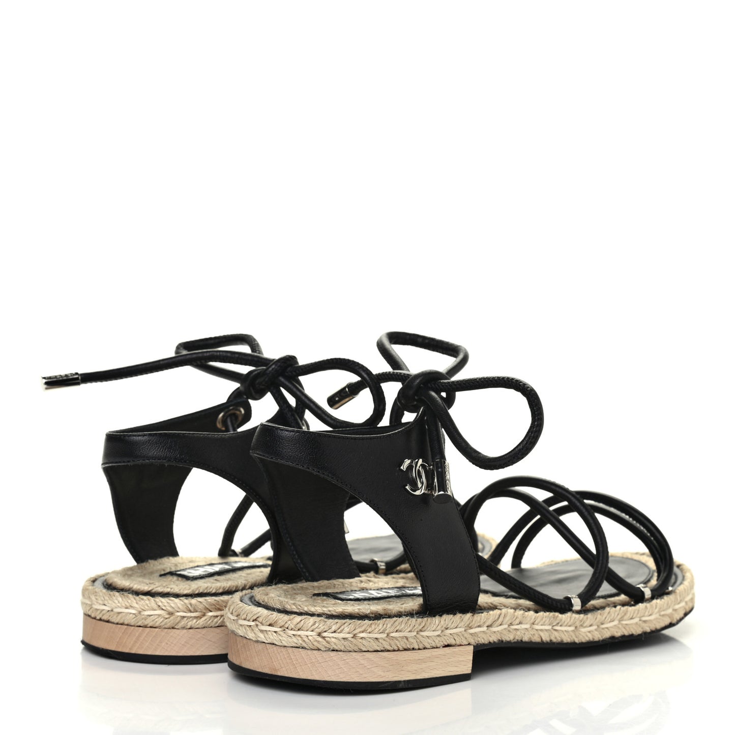 Lambskin Espadrille Sandals 38 Black